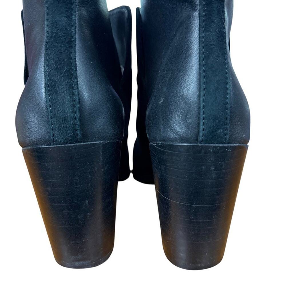 Lands End Womens Black Leather Suede Block High Heel Ankle Boots Booties Shoes 7 - Picture 10 of 16
